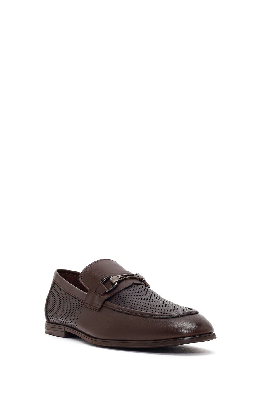 Men's Brown Buckle Leather Casual Loafer