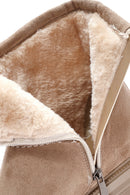 Women's Beige Zippered Suede Boots | Derimod