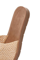 Women's Beige Straw Slippers | Derimod