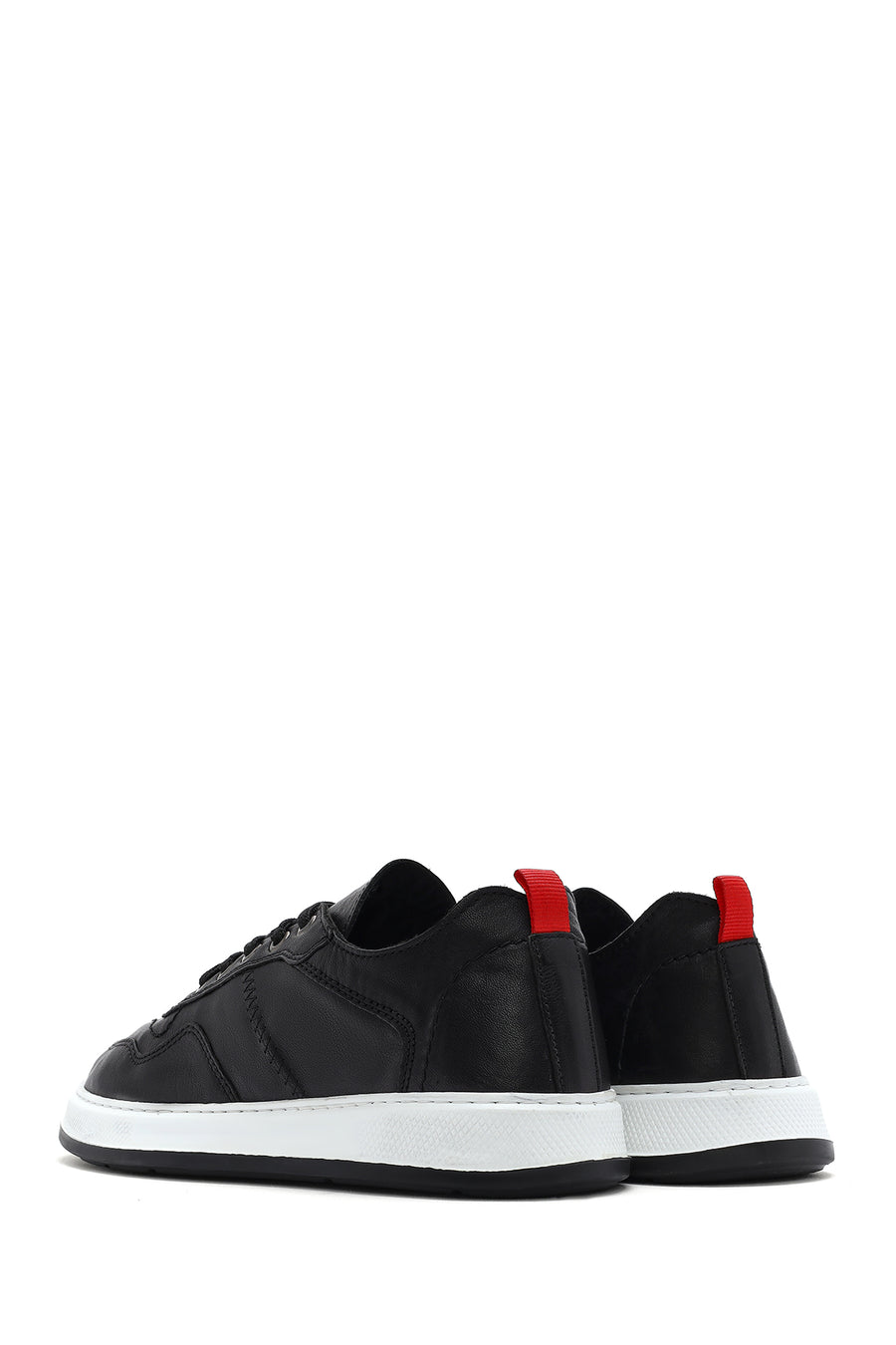Men's Black Lace-up Leather Sneaker