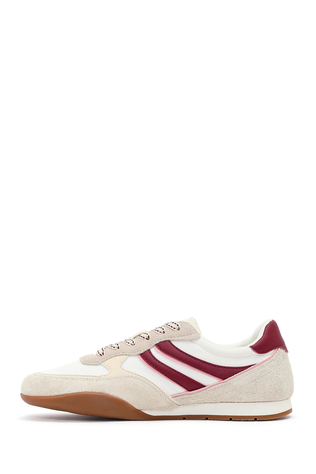 Kadın Bej Bağcıklı Deri Sneaker