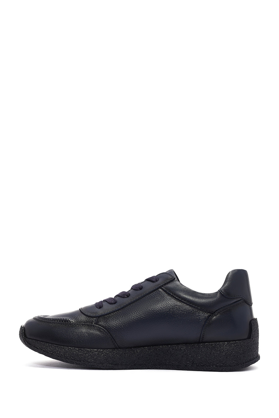 Men's Navy Blue Lace-Up Leather Sneaker