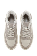 Women's Beige Thick Sole Fur Leather Sneaker | Derimod