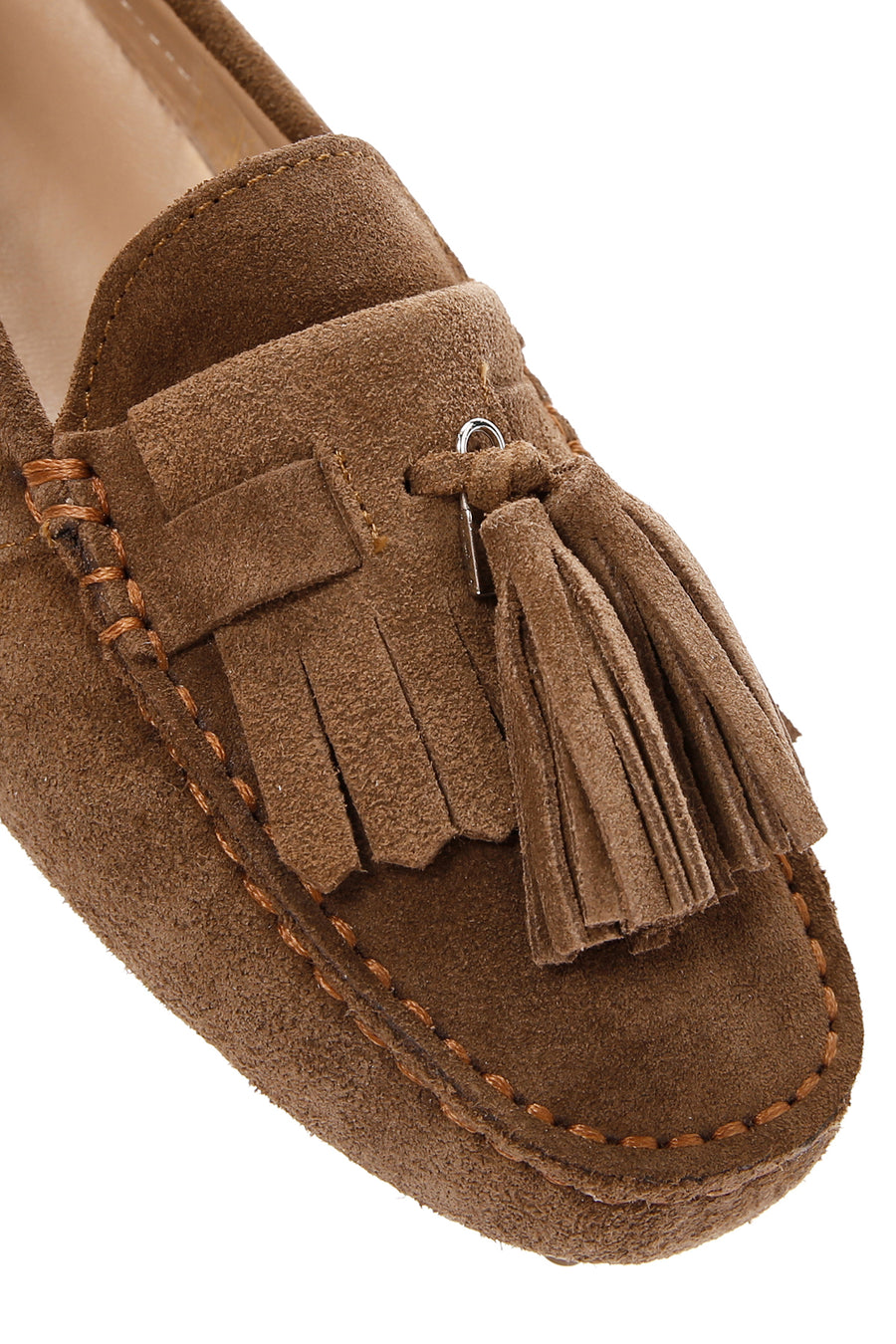 Women's Tan Tassel Suede Leather Loafer