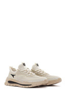 Derimod Zero Men's Beige Lace-up Fabric Sneaker | Derimod