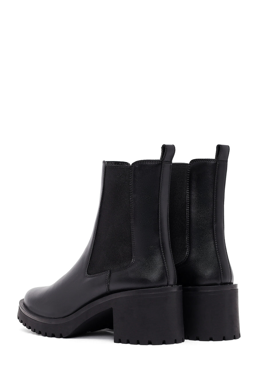 Woman Black Chunky-Heeled Chelsea Boots