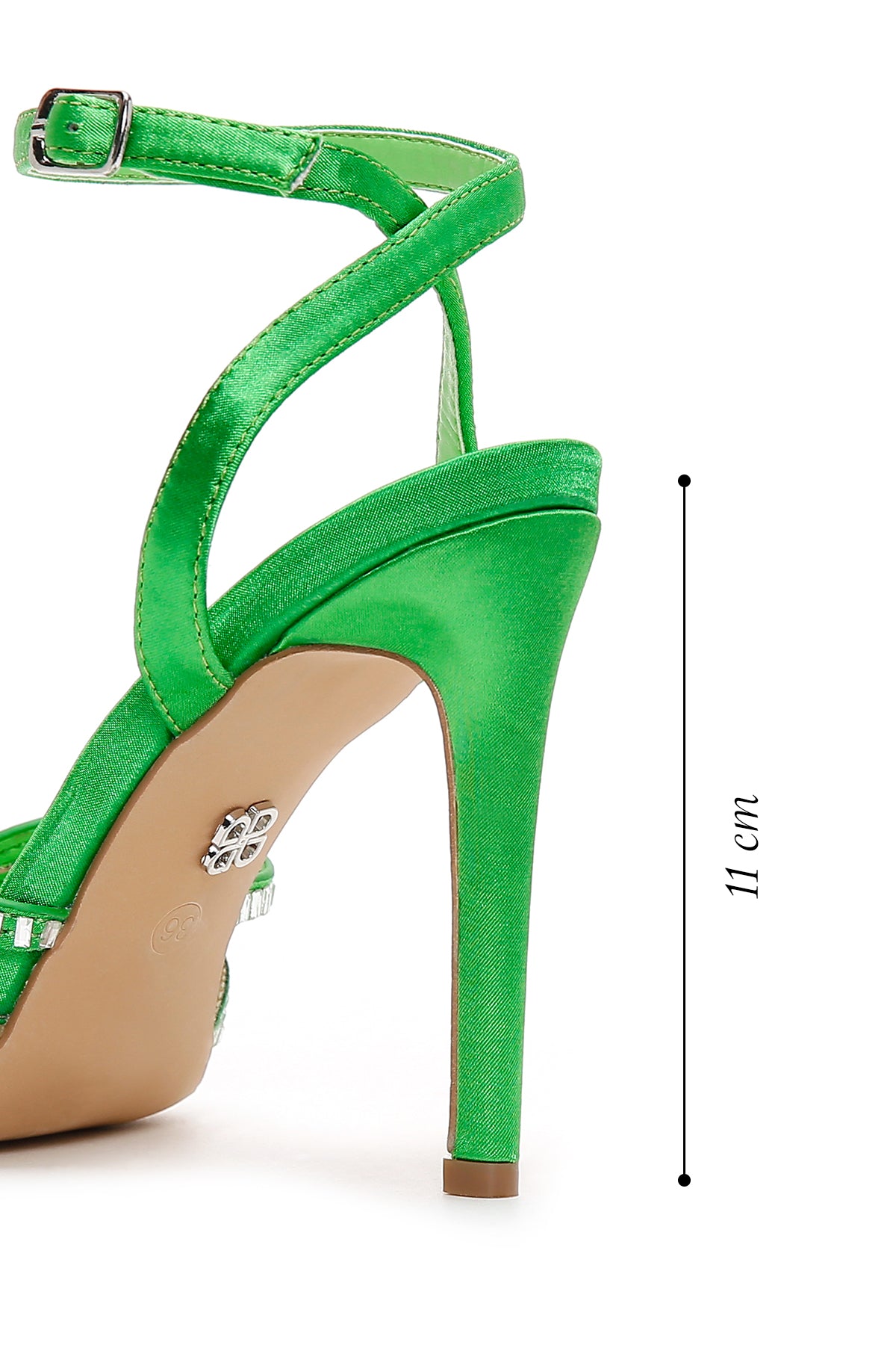 Kadın Yeşil Taşlı İnce Topuklu Sandalet