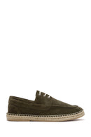 Men's Khaki Suede Leather Espadrille | Derimod