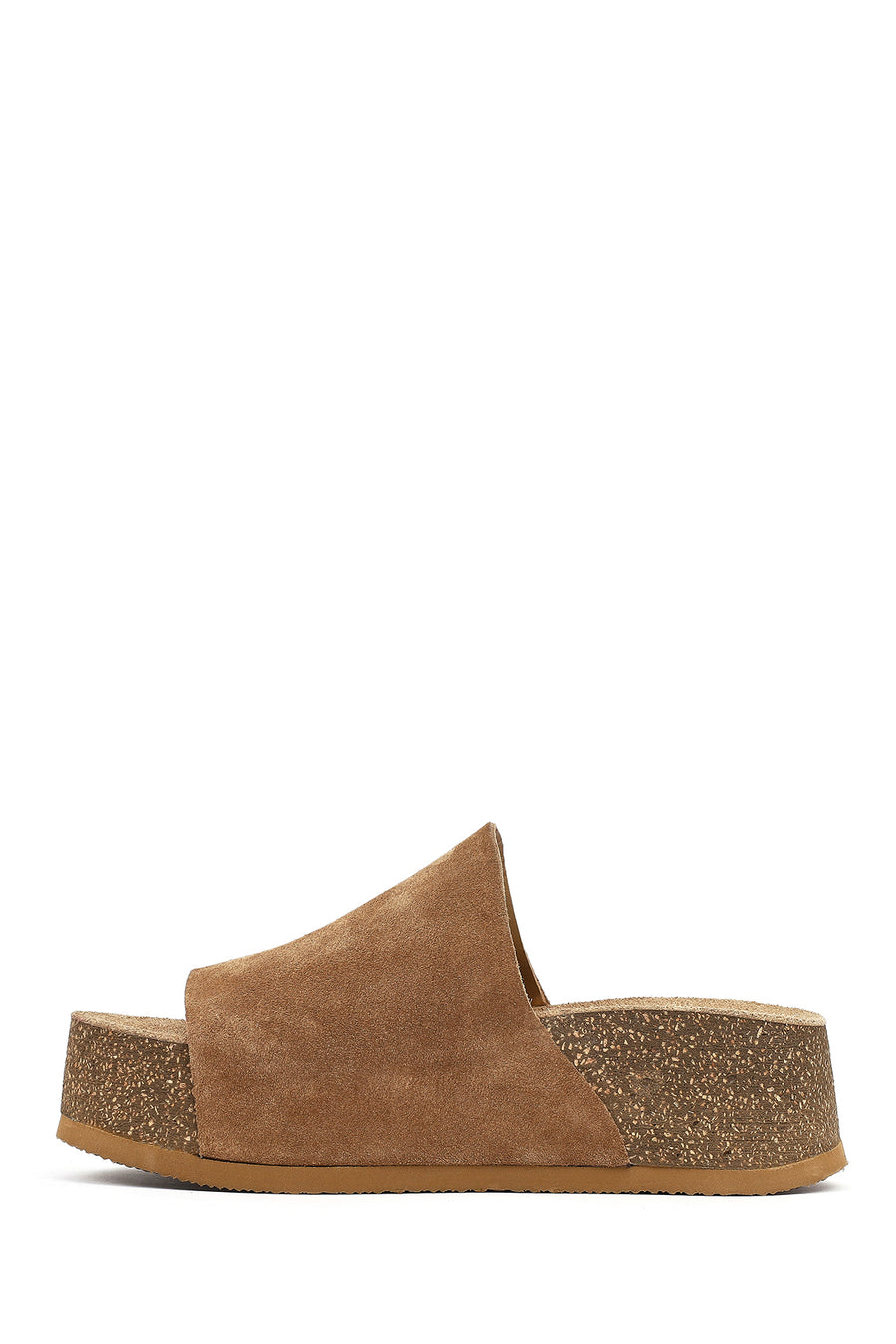 Women's Brown Thick Soled Suede Leather Slippers
