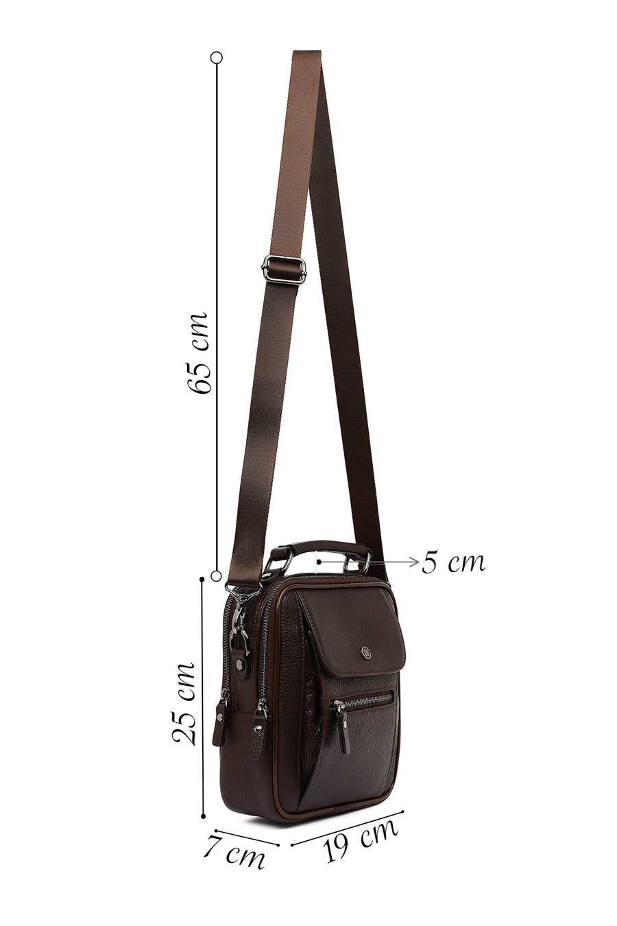 Men's Brown Leather Messenger Bag