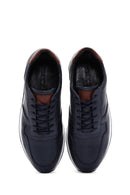 Men's Navy Blue Leather Sneaker | Derimod