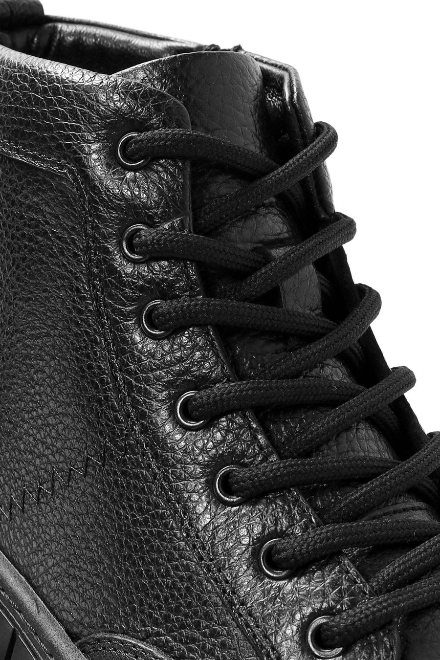 Erkek Siyah Bağcıklı Deri Bilekli Sneaker