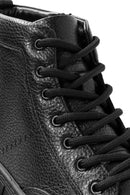 Men's Black Lace-Up Leather High Top Sneakers | Derimod