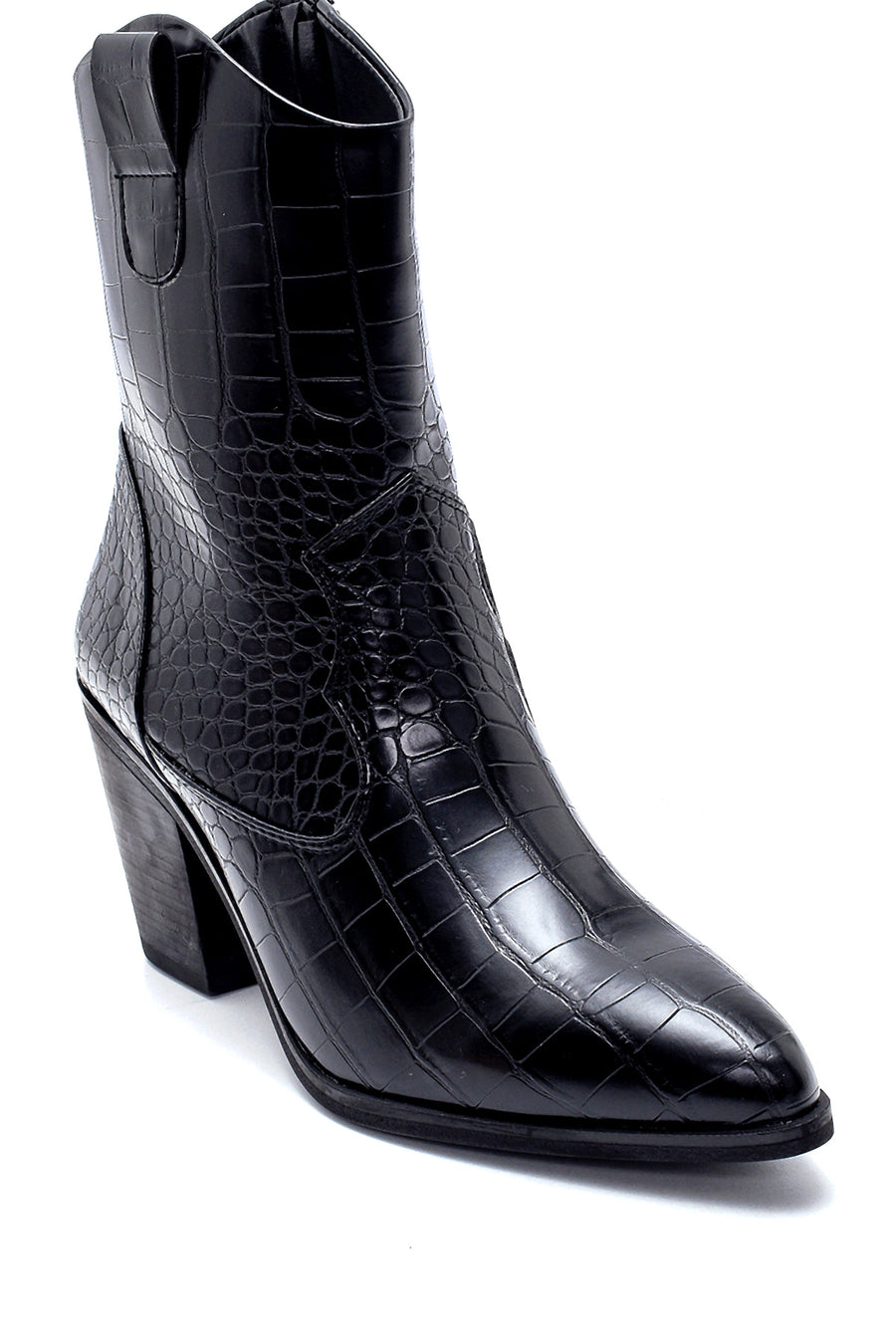 Women's Crocodile Patterned Heeled Cowboy Boots