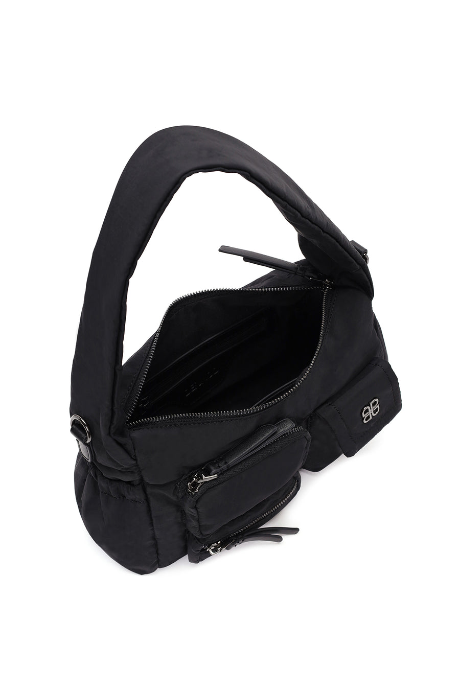 Women Black Long Strap Fabric Shoulder Bag