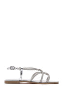 Women's Silver Ankle Strap Stone Sandals | Derimod