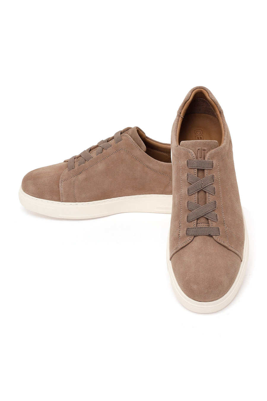 Erkek Bej Bağcıklı Süet Deri Sneaker