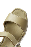 Women's Green Leather Sandals | Derimod