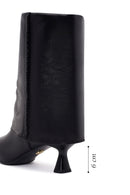 Woman Black Heeled Leather Boots | Derimod