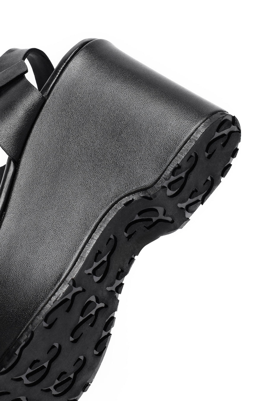 Women's Black Ankle Buckle High Heeled Leather Sandals