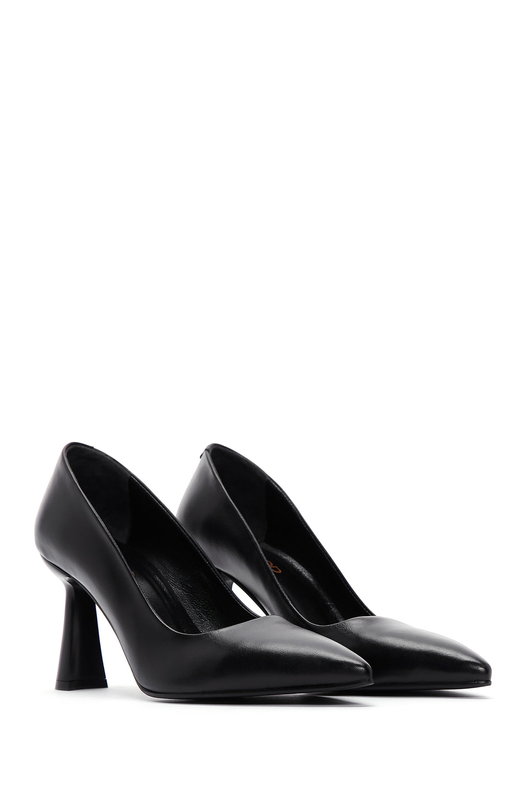 Kadın Siyah Topuklu Deri Stiletto