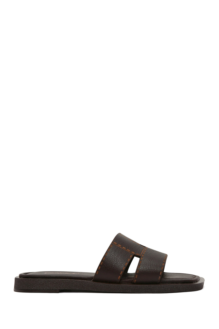 Women's Brown Leather Slippers 25SFD180618 | Derimod