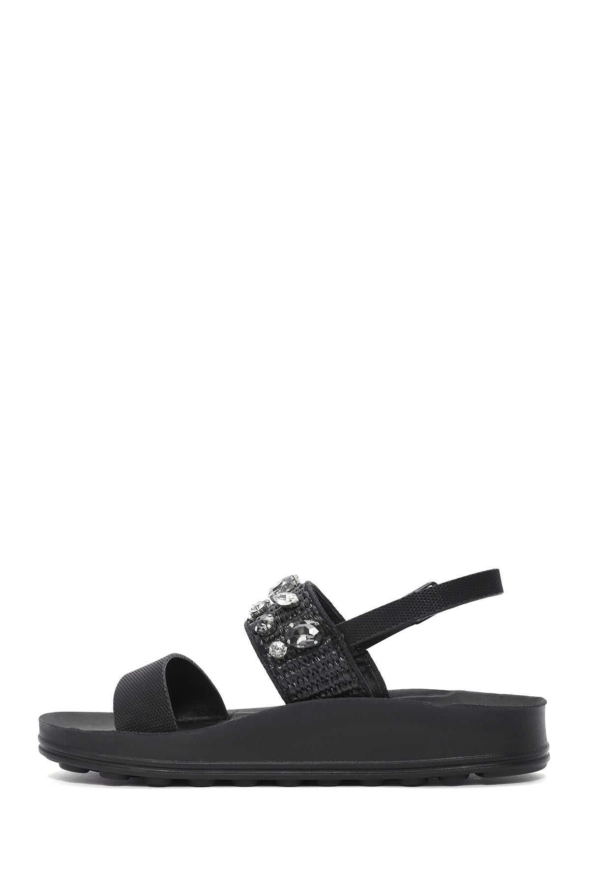 Kadın Siyah Kalın Tabanlı Taşlı Sandalet