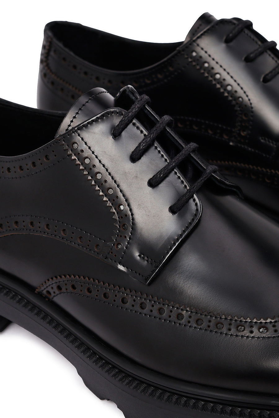 Men's Black Thick-Soled Leather Casual Shoes