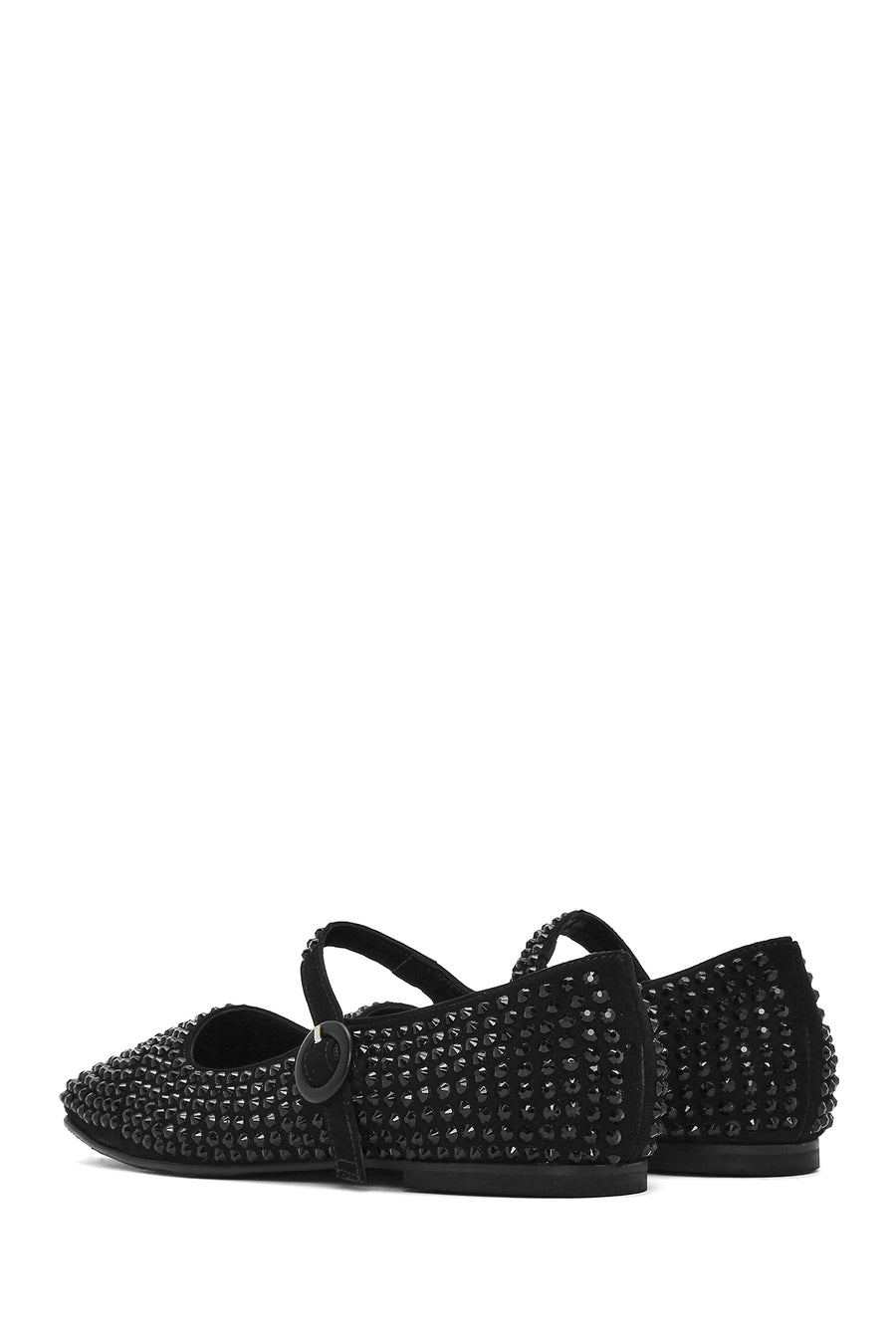 Women's Black Stone Leather Ballerinas