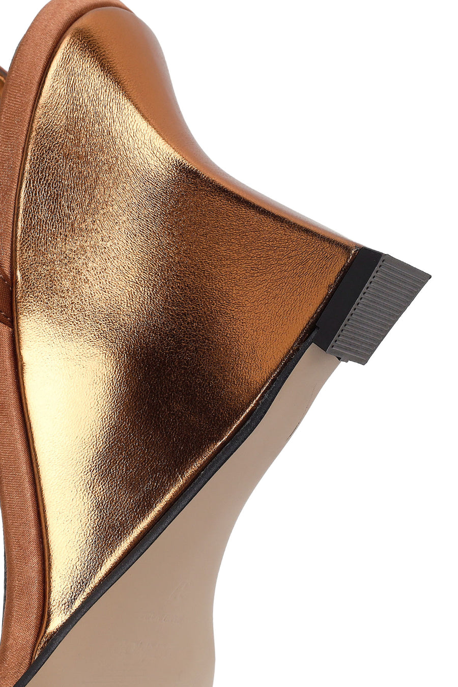 Women's Bronze Ankle Buckle High Platform Satin Sandals