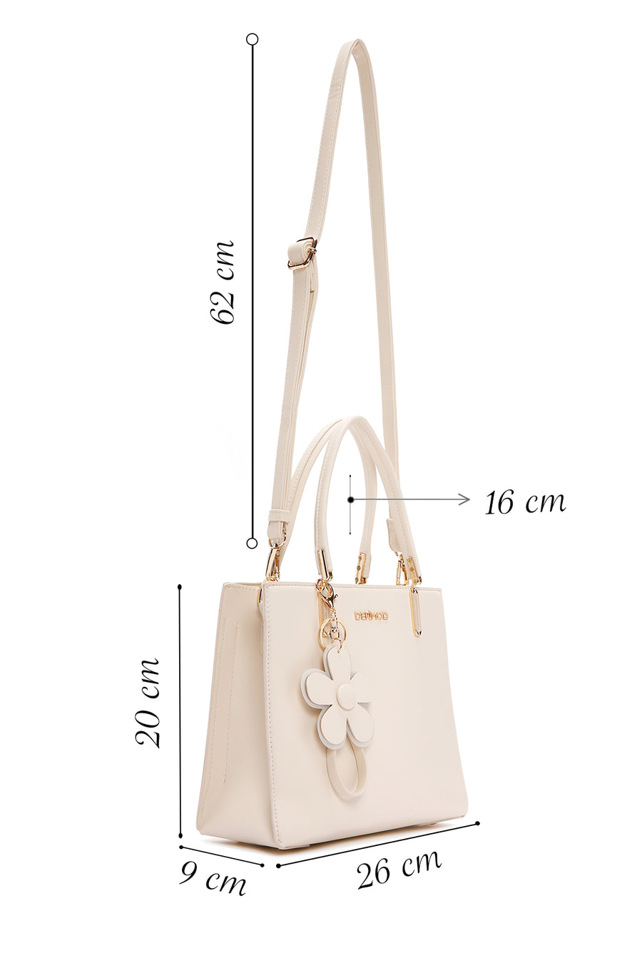 Women's Cream Long Strap Shoulder Bag
