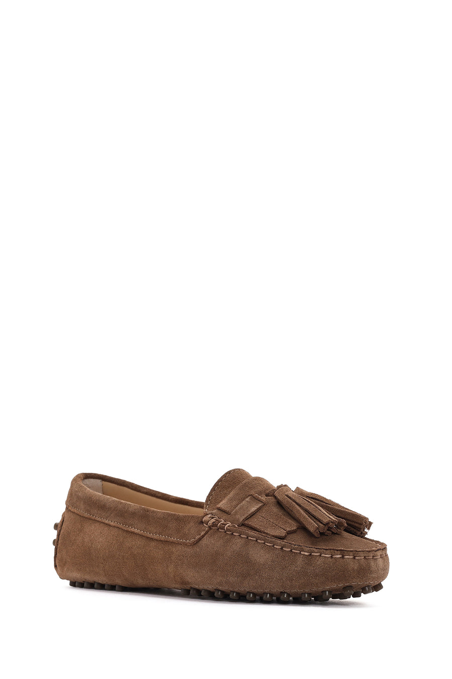 Women's Tan Tassel Suede Leather Loafer