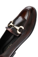 Women's Burgundy Buckle Detailed Leather Masculine Loafer | Derimod