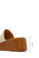 Kadın Bej Kalın Tabanlı Deri Comfort Terlik | Derimod