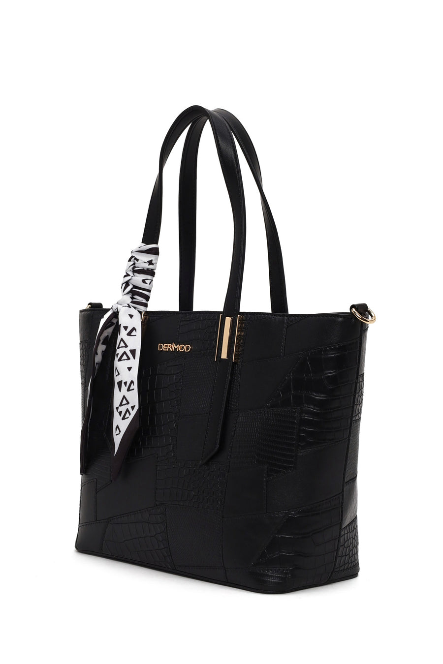 Woman Black Long Strap Printed Shoulder Bag
