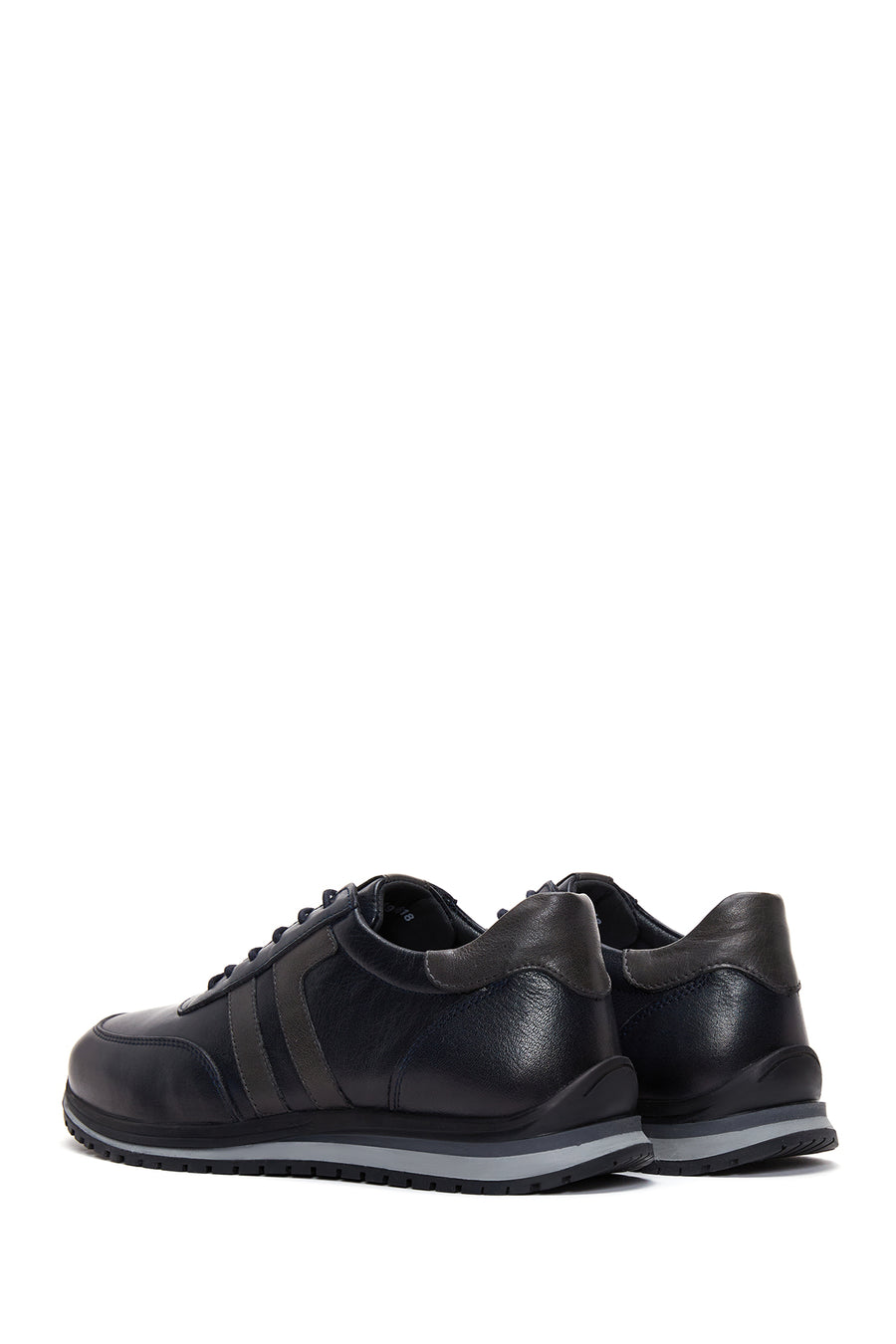 Men's Navy Blue Lace-Up Leather Sneaker