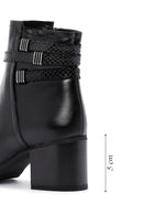 Women's Black Zippered Chunky Heel Boots | Derimod