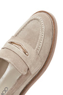 Women's Beige Suede Leather Loafer | Derimod