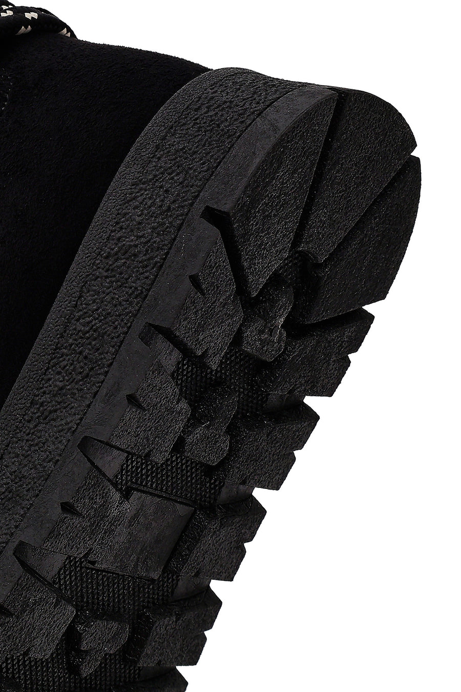 Woman Black Lace-Up Thick-Soled Suede Teddy Boots