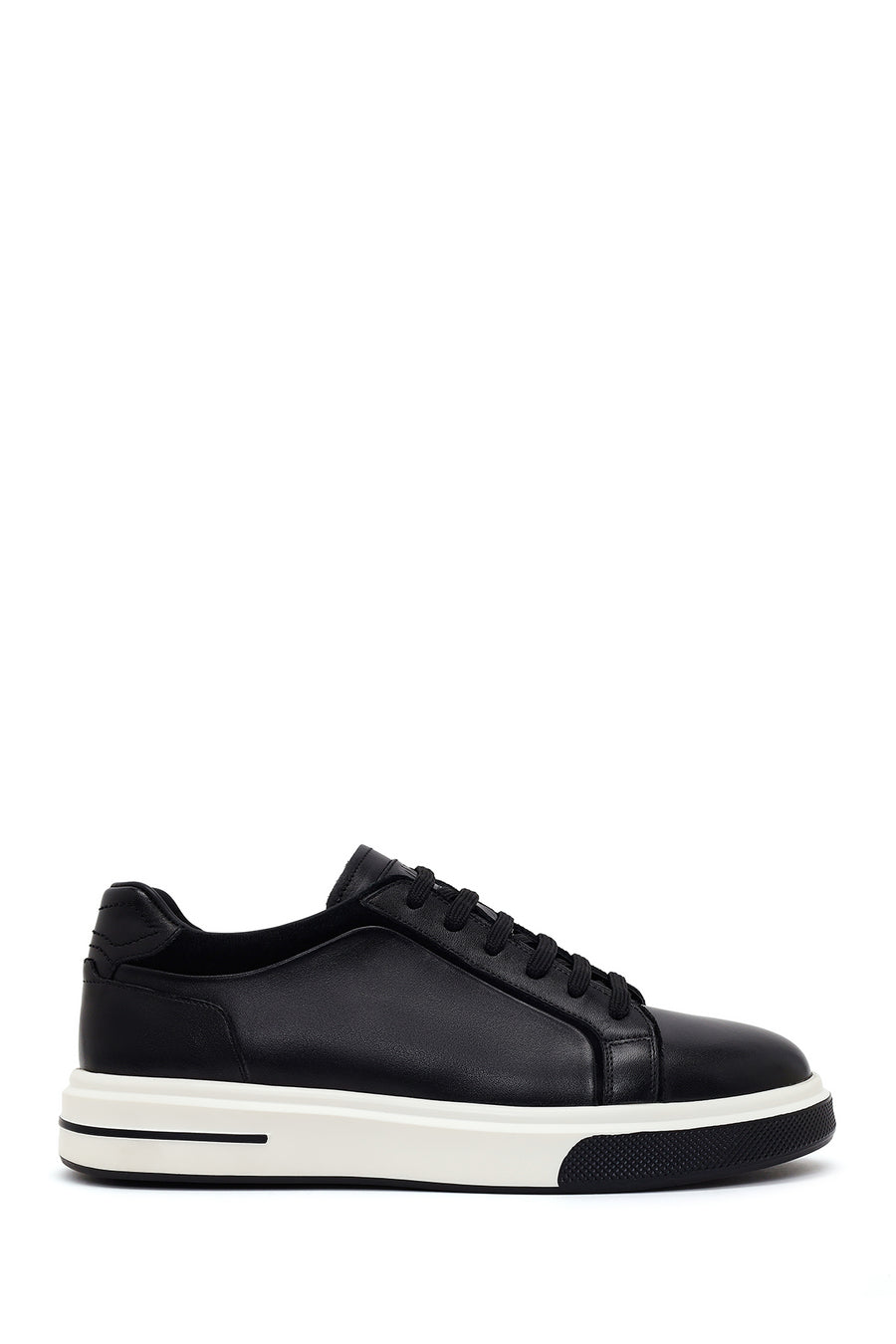 Erkek Siyah Bağcıklı Kalın Tabanlı Deri Sneaker WM740013DV | Derimod