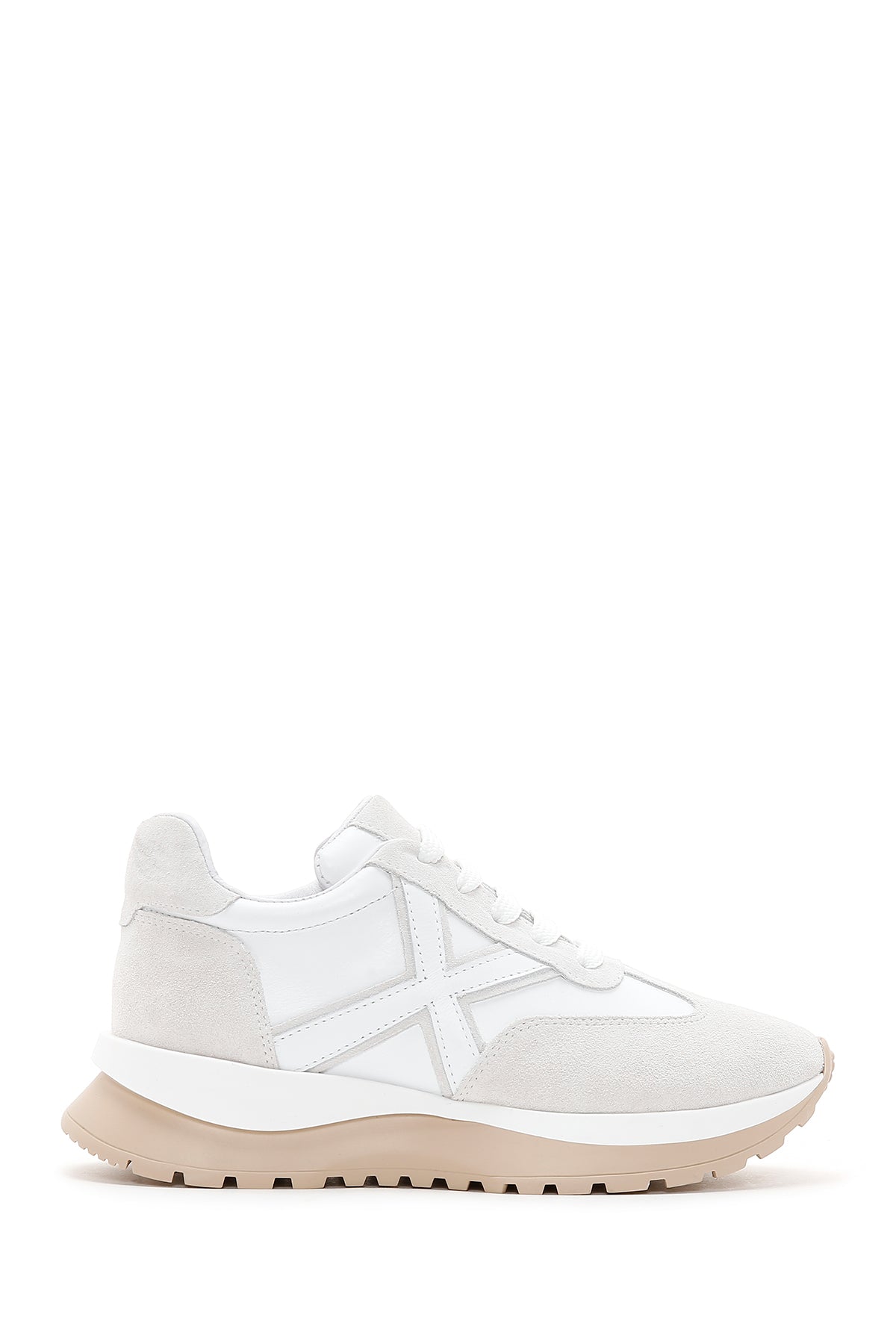 Women's White Suede Detailed Leather Sneaker 23SFD133914 | Derimod