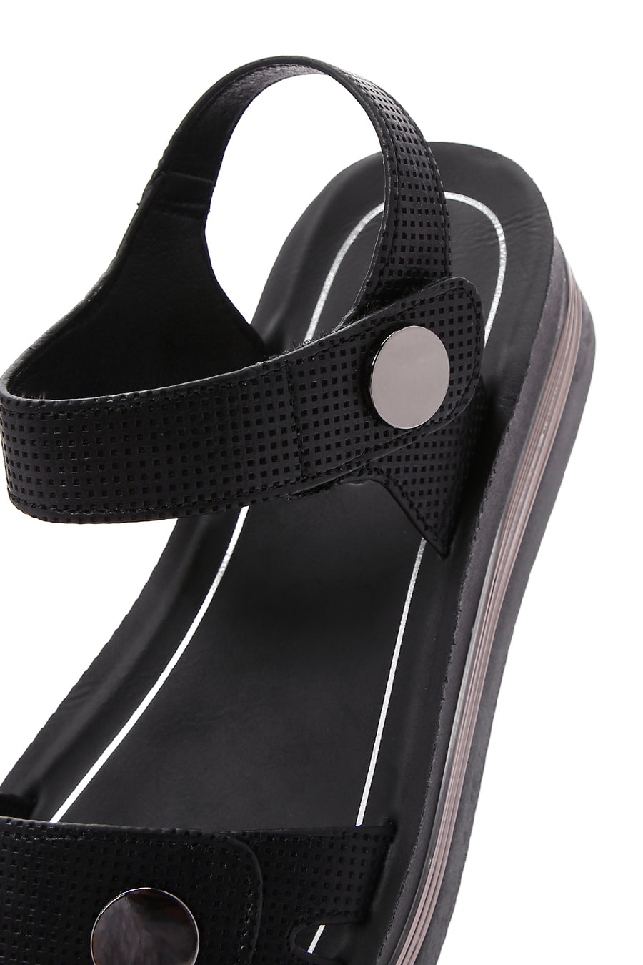 Women's Black Ankle Strap Thick Soled Sandals