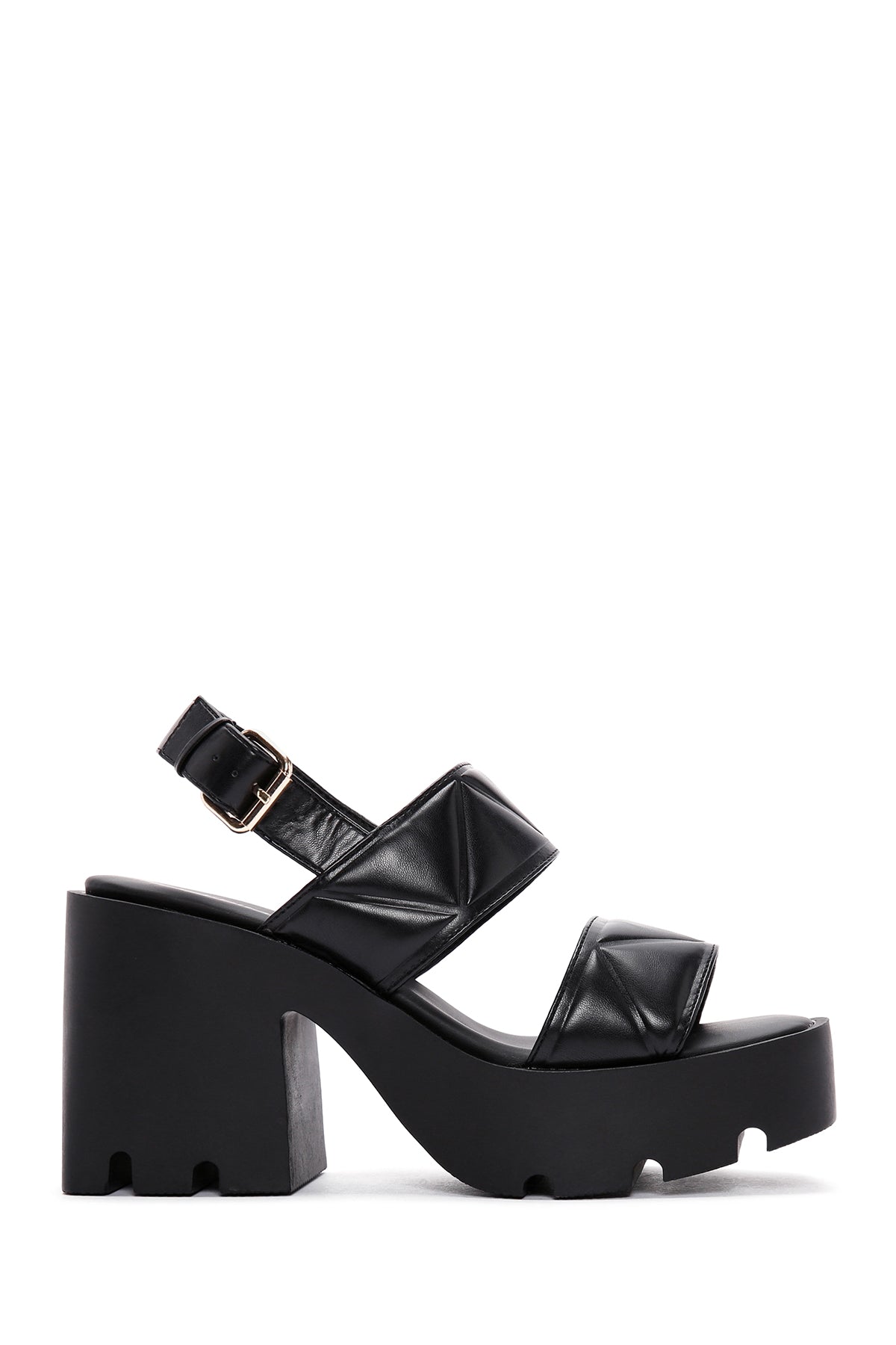 Women's Black Ankle Strap Thick Heeled Sandals 24SFE494318 | Derimod