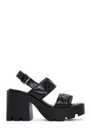 Women's Black Ankle Strap Thick Heeled Sandals | Derimod