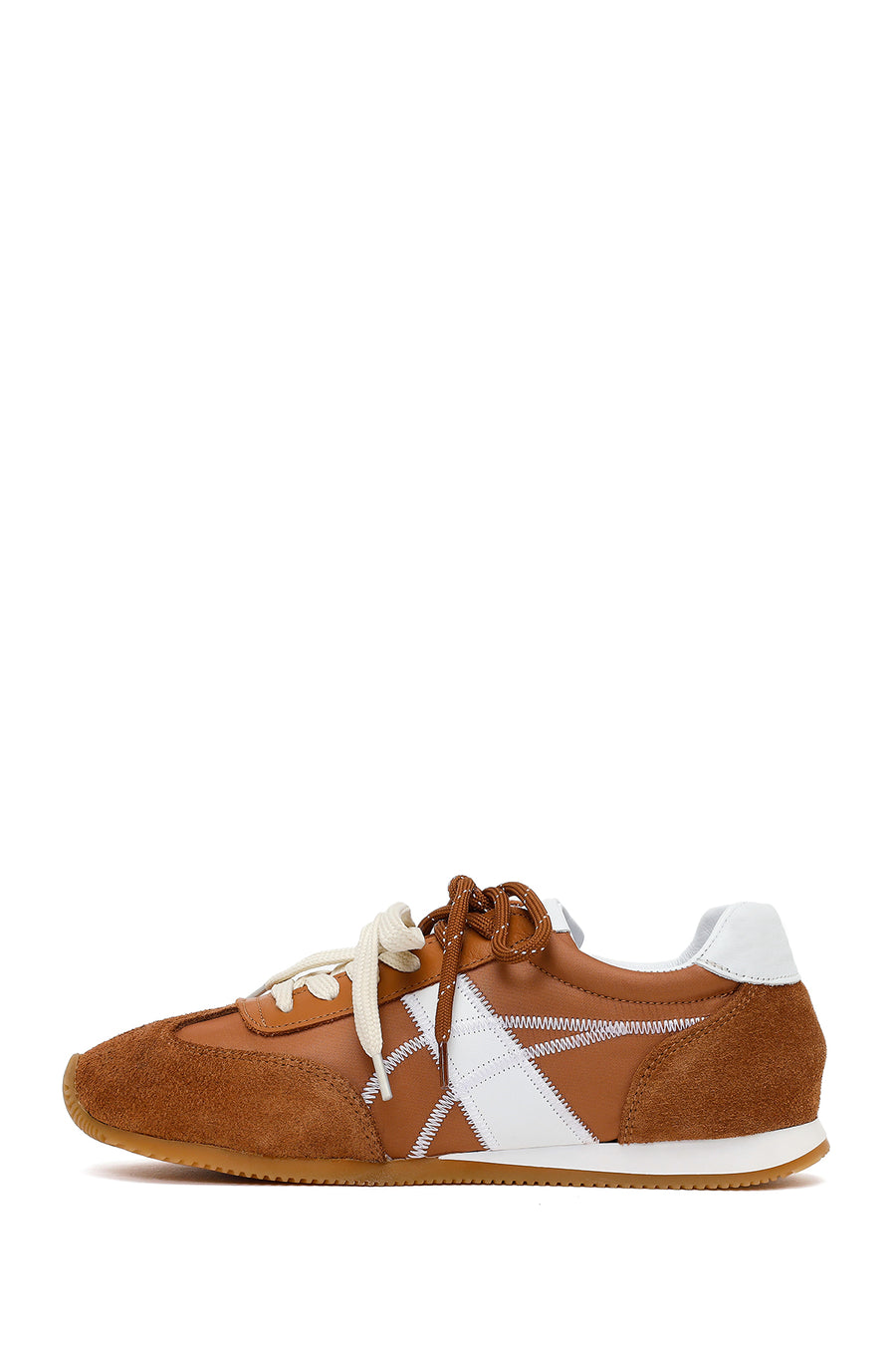 Women's Tan Lace-up Leather Sneaker
