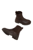 Woman Brown Thick-Soled Leather Chelsea Boots | Derimod