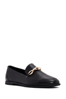 Women's Black Buckle Leather Loafer | Derimod