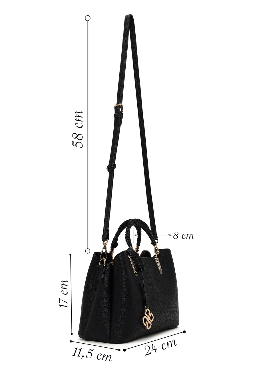 Woman Black Long-Strap Shoulder Bag