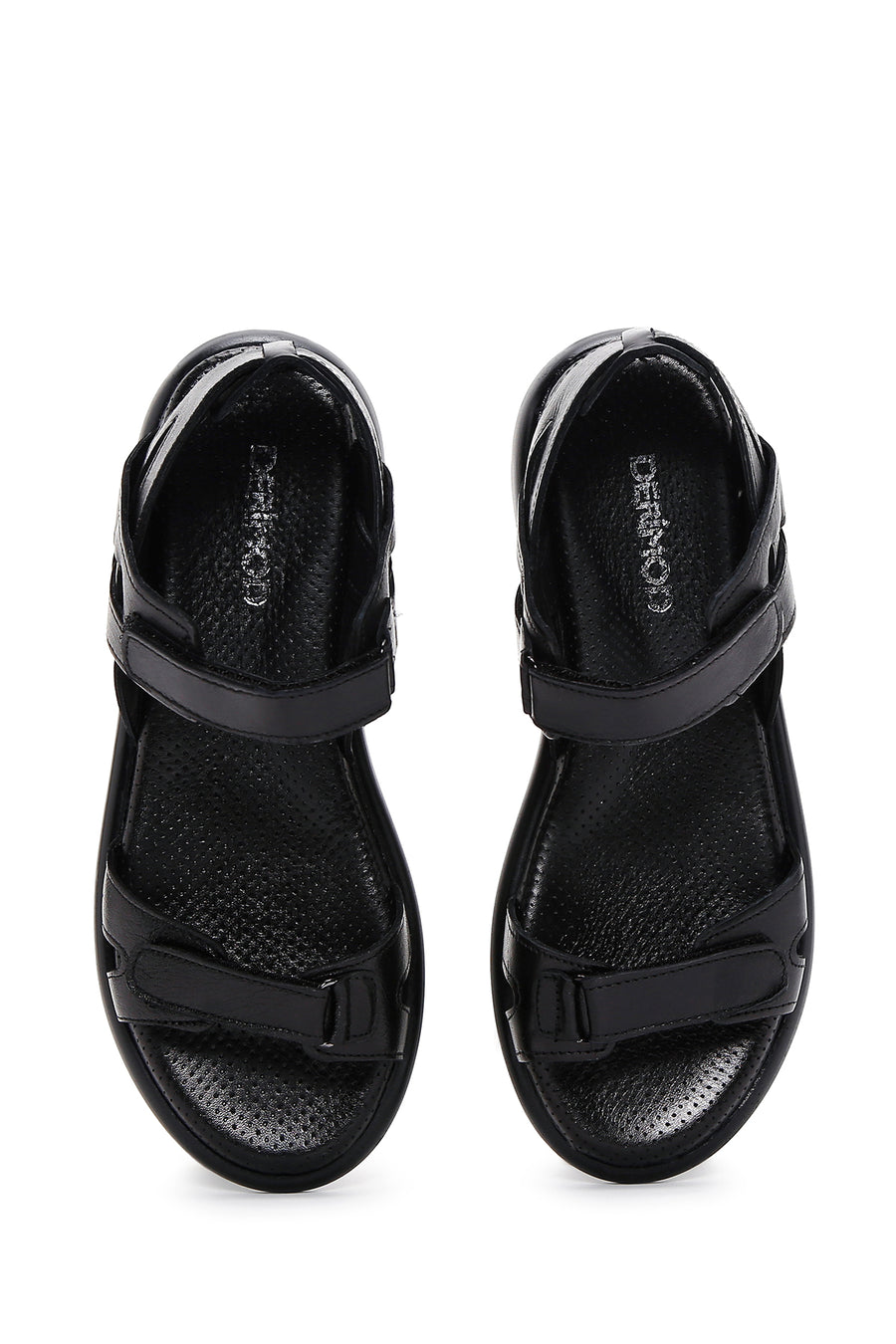 Kadın Siyah Deri Comfort Sandalet