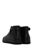 Women's Black Zippered Buckle Detailed Leather Comfort Boots | Derimod